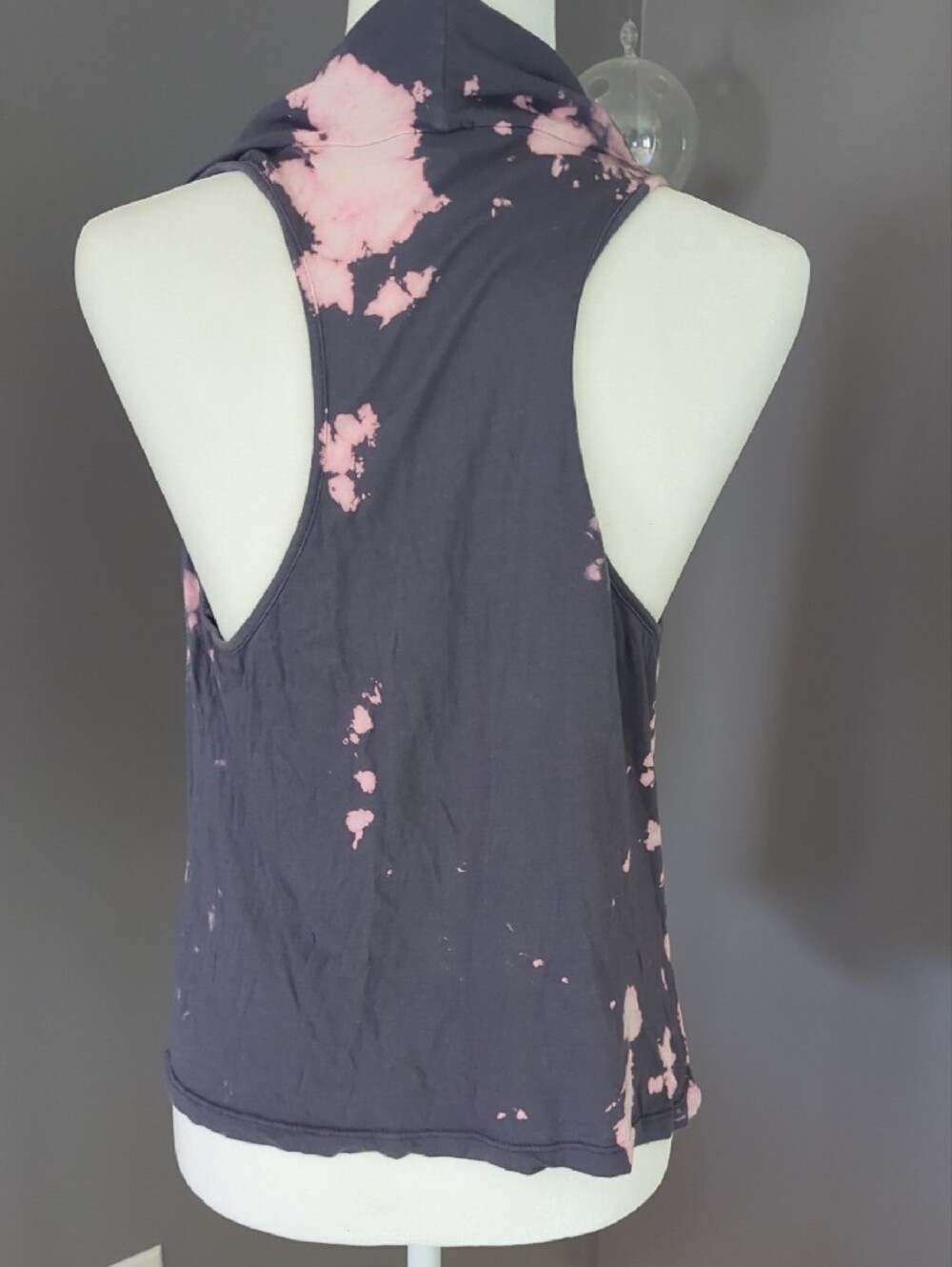 Splendid Charcoal and Pink Tie-Dye Tank With Draped Front - Picture 3 of 8